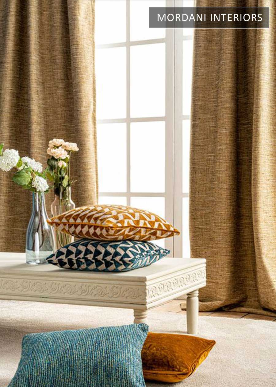 Heavy Textured Gold Silk Curtains